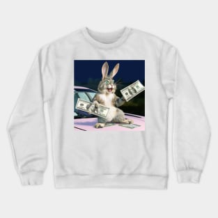 Rabbit holding Dollar Bills Crewneck Sweatshirt